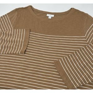 J. Jill Brown and White Striped Long Sleeve Tee